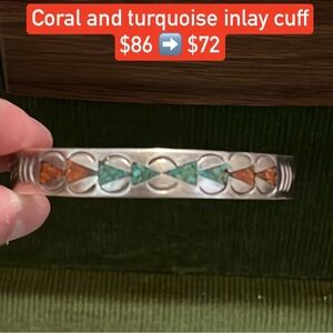 Coral & Turquoise Inlay Cuff